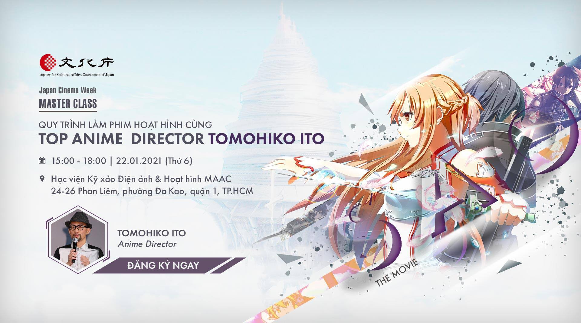 Workshop: MasterClass Quy trình làm phim hoạt hình cùng Top Anime Director  Tomohiko Ito