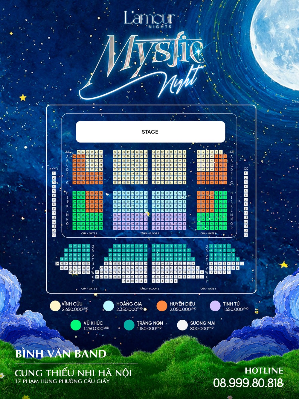 Sơ đồ sân khấu đêm nhạc Mystic night - Tăng Phúc - Kay Trần 25.07.2026