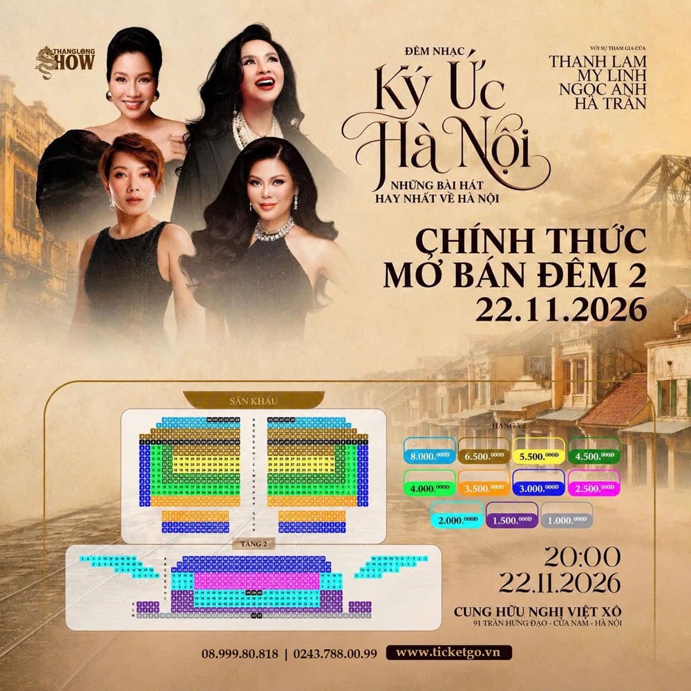 Sức hút quá lớn, đêm nhạc Ký ức Hà Nội chính thức mở thêm buổi diễn thứ hai vào ngày 22/11/2026