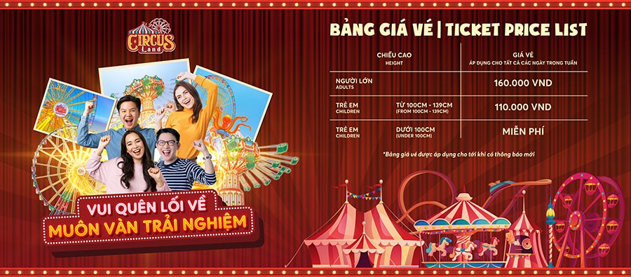 Bán vé vào cửa Công viên giải trí CIRCUSLAND tại Novaworld Phan Thiết