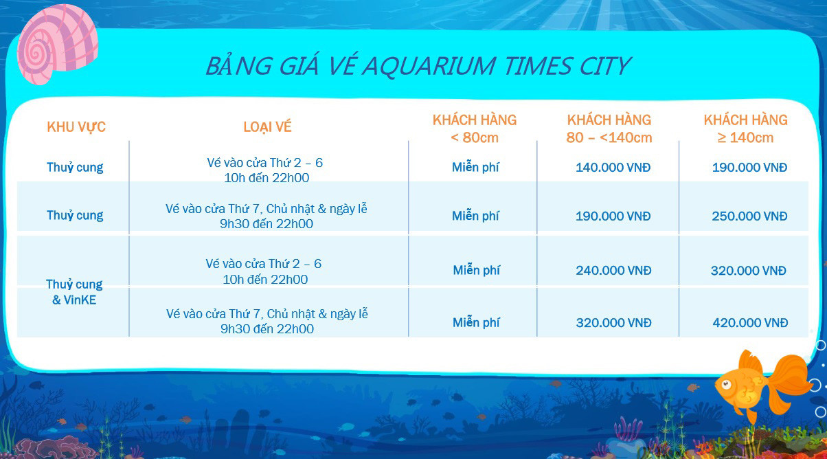 Bán vé vào cửa THỦY CUNG có quy mô lớn nhất Việt Nam - Vinpearl AQUARIUM Times City