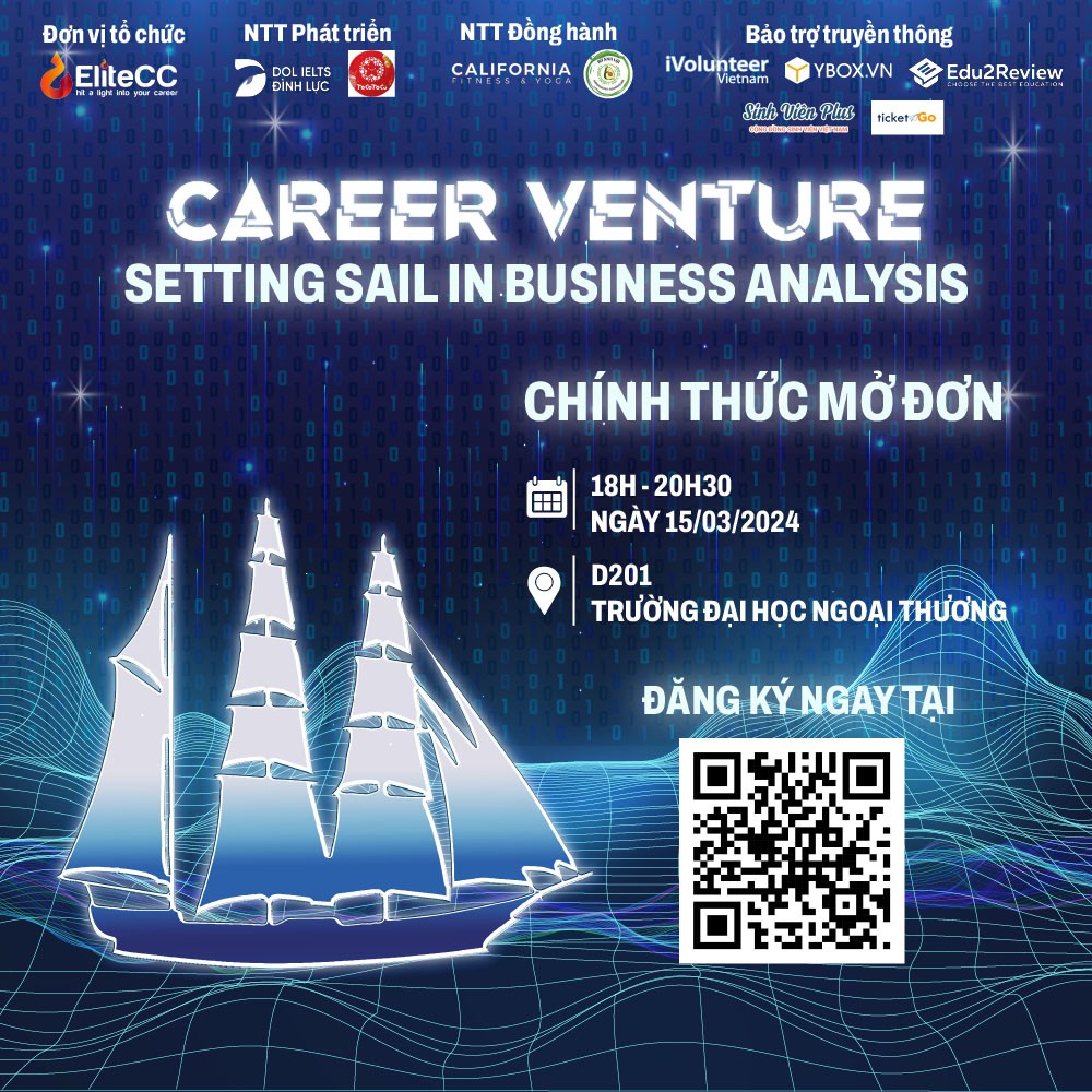 Chính thức mở đơn đăng ký tham gia Seminar | Career Venture - Setting Sail in Business Analysis