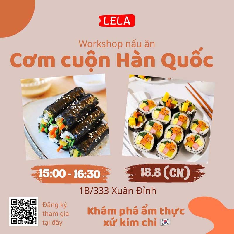 Lê La Workshop làm cơm cuộn Hàn Quốc - Mini Gimbab