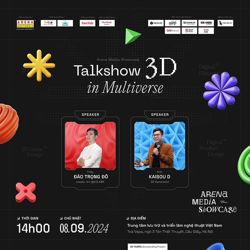 Series Talkshow in Arena Media Showcase 2024 về lĩnh vực Art - Graphic Design - Film Production - 3D Game - 3D Animation