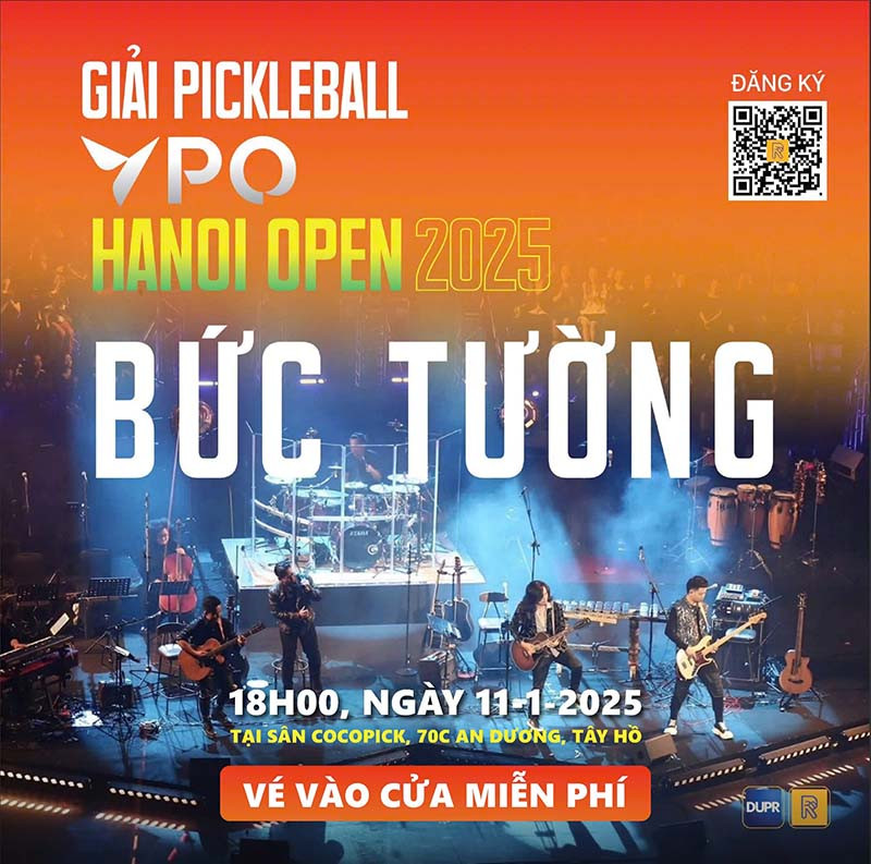 Giải đấu Pickleball VPO Hà Nội Open 2025 với sự tham gia biểu diễn của Ban nhạc Bức Tường