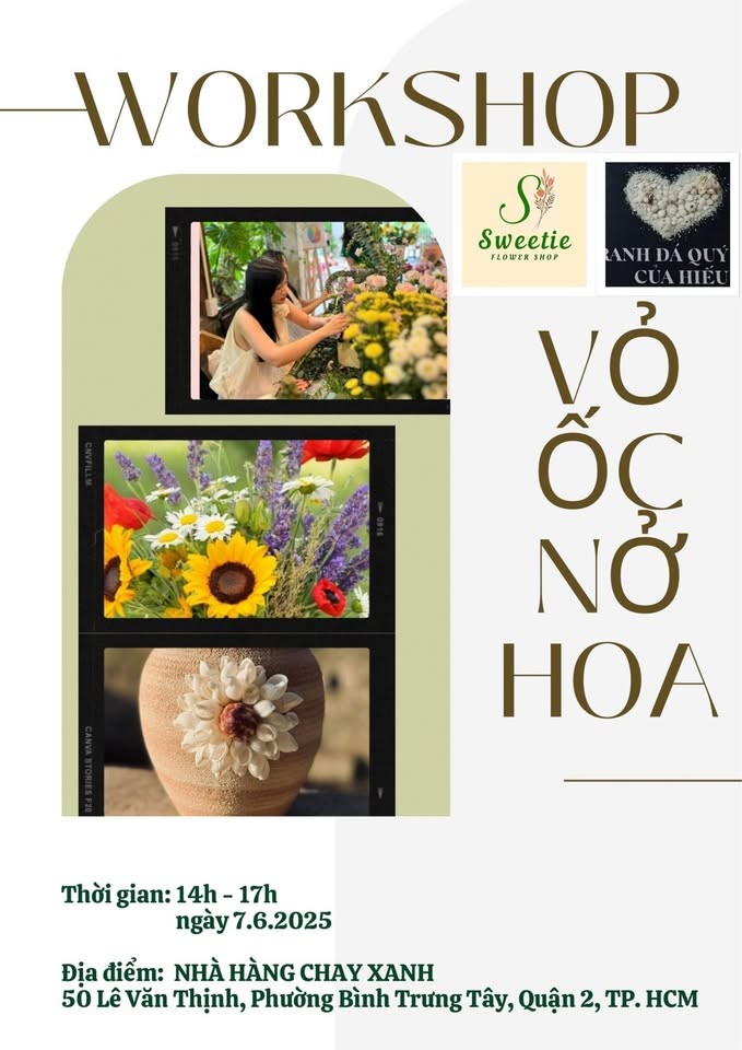 Workshop cắm hoa & sáng tạo thủ công độc đáo - Vỏ ốc nở hoa - Ngày 07/06/2025