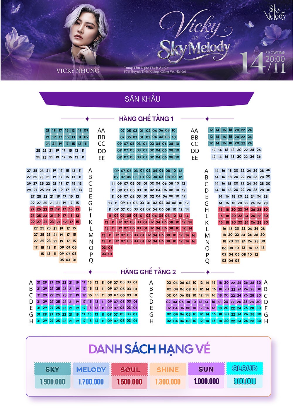 Đ&ecirc;m nhạc Vicky in Sky Melody 14.11.2026 tại Trung t&acirc;m Nghệ thuật &Acirc;u Cơ