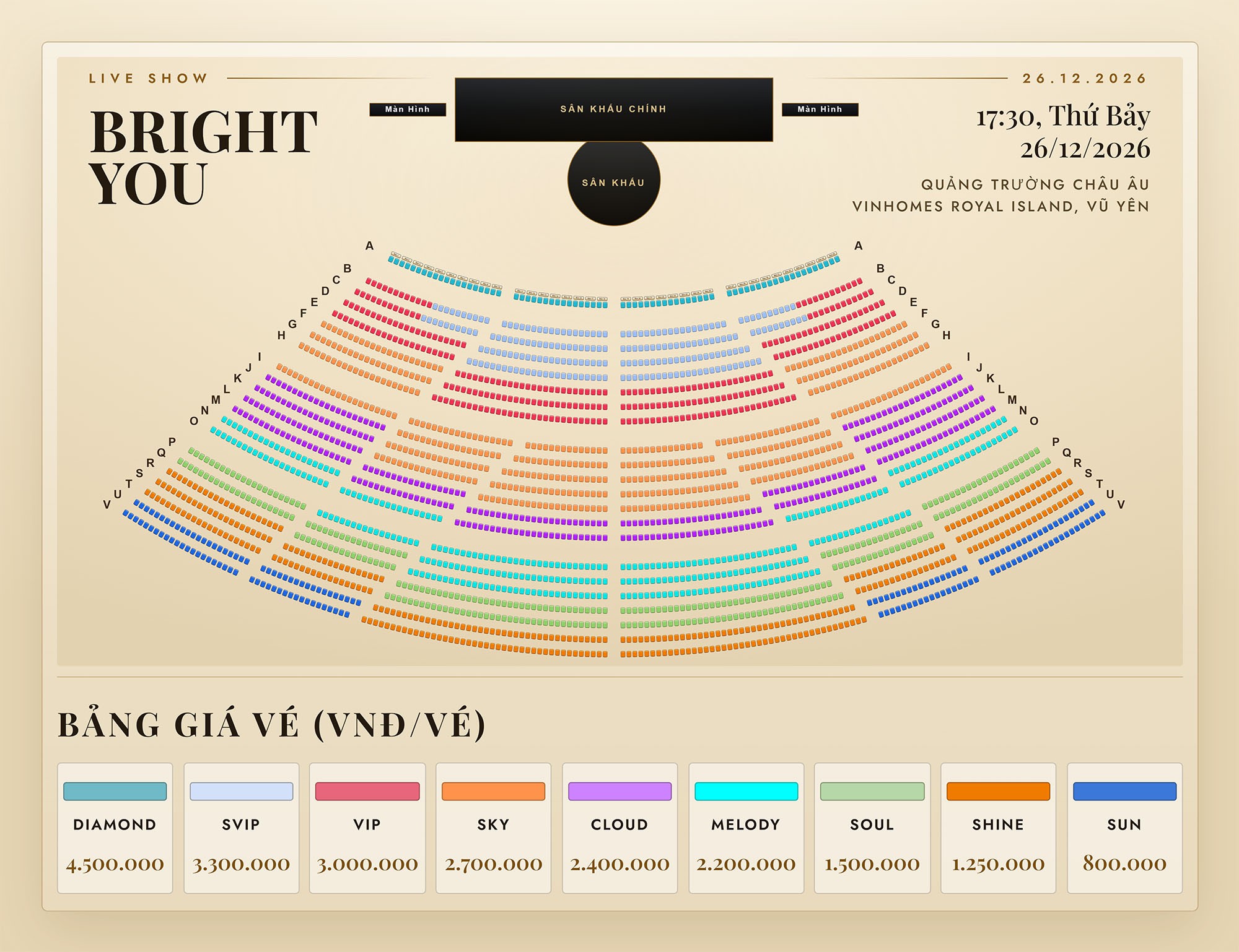 Đêm nhạc Sky Melody: BRIGHT YOU - CHẠM JOURNEY 26.12.2026 | Line-up Hà Nhi & Nghệ sĩ giấu mặt