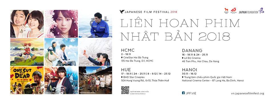 Giá vé - Lịch chiếu của Liên hoan Phim Nhật Bản 2018 tại Hà Nội - Đà Nẵng - Huế - Hồ Chí Minh