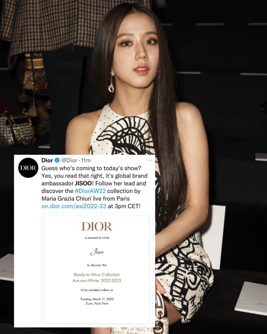 Jisoo BLACKPINK chiếm trọn spotlight tại show diễn của Dior AW22 Show thuộc khuôn khổ Tuần lễ thời trang Paris 2022