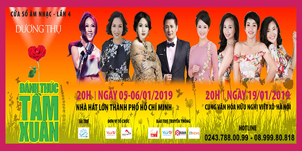 Bán vé Live concert Dương Thụ Đánh Thức tầm xuân tại Hà Nội và TP Hồ Chí Minh tháng 01/2019