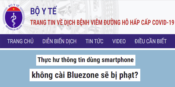 Bộ Y Tế lên tiếng xác nhận thông tin dùng smartphone không cài Bluezone sẽ bị phạt