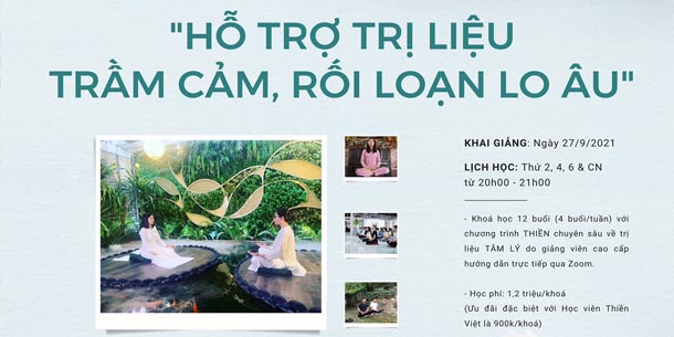 Lớp Thiền online chuyên sâu - Hỗ trợ trị liệu Trầm cảm - Rối loạn lo âu