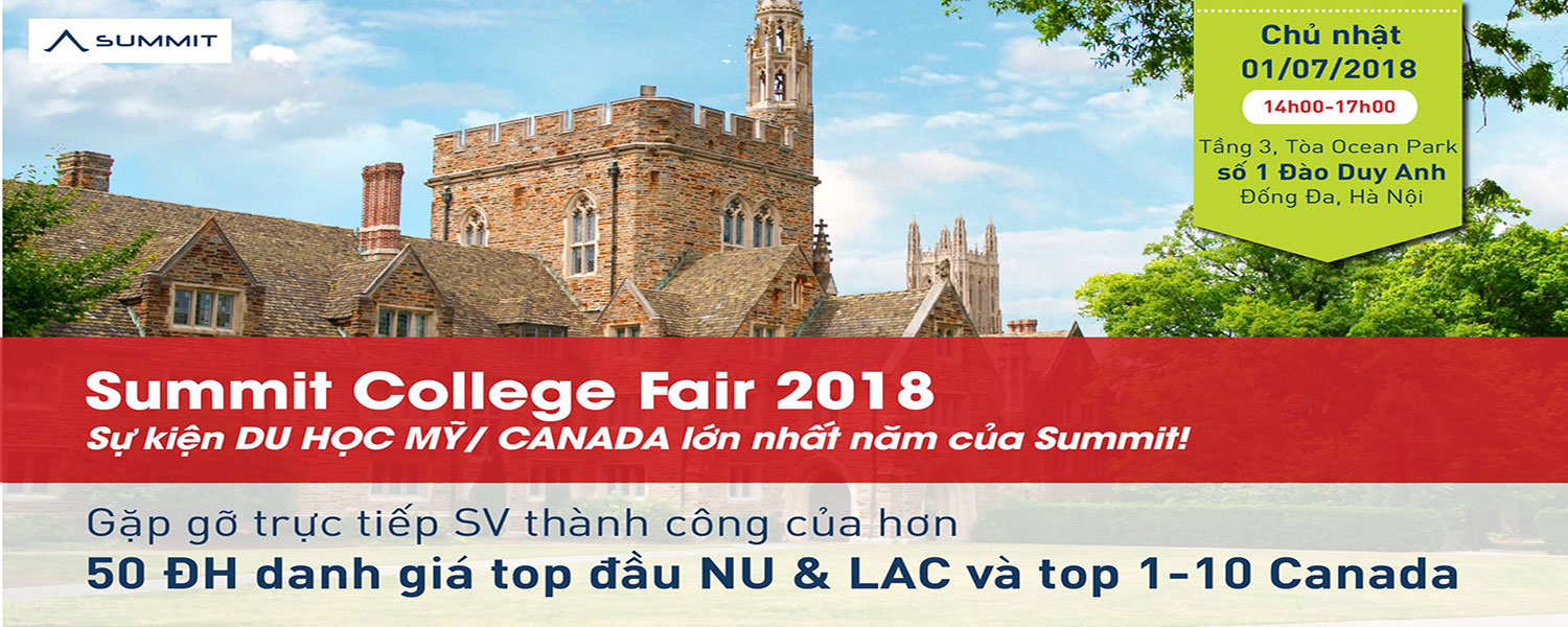 Summit College Fair - Triển lãm du học Mỹ Top 1-50 NU & LAC