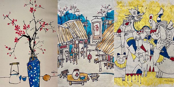 Trưng bày tranh online bằng chất liệu giấy giang - giấy dó của họa sĩ Trương Đình Dung
